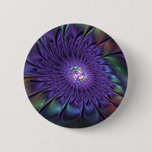 Bóton Redondo 5.08cm Cor Floral Fractal Abstrata Moderna Colorida