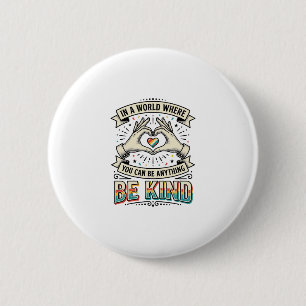 Bóton Redondo 5.08cm Coração Arco-Íris de Mãos de Camiseta Vintage Be K