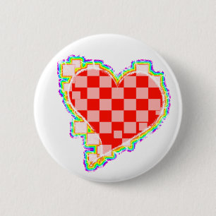Bóton Redondo 5.08cm coração checkered