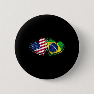 Bóton Redondo 5.08cm Coração da Bandeira Americana do Brasil Amor Ameri