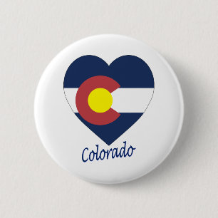 Bóton Redondo 5.08cm Coração da bandeira de Colorado