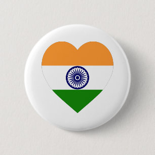 Bóton Redondo 5.08cm Coração da bandeira de India