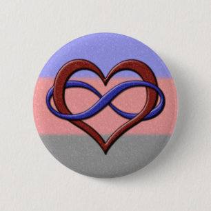 Bóton Redondo 5.08cm Coração da infinidade do orgulho de Polyamory