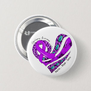 Bóton Redondo 5.08cm Coração de Laço Roxo Conscientização sobre Epileps