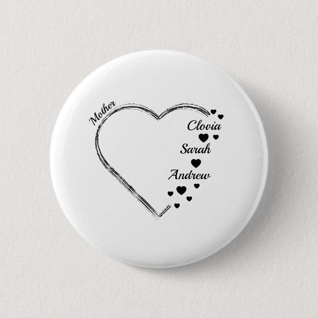 Bóton Redondo 5.08cm Coração de mãe personalizado com nome (Frente)
