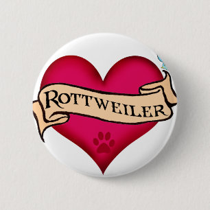 Bóton Redondo 5.08cm Coração do tatuagem de Rottweiler