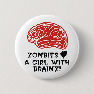 Bóton Redondo 5.08cm Coração dos zombis uma menina com Brainz