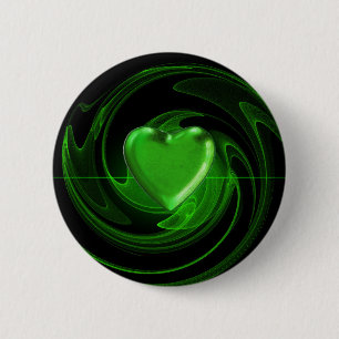 Bóton Redondo 5.08cm Coração espiral verde