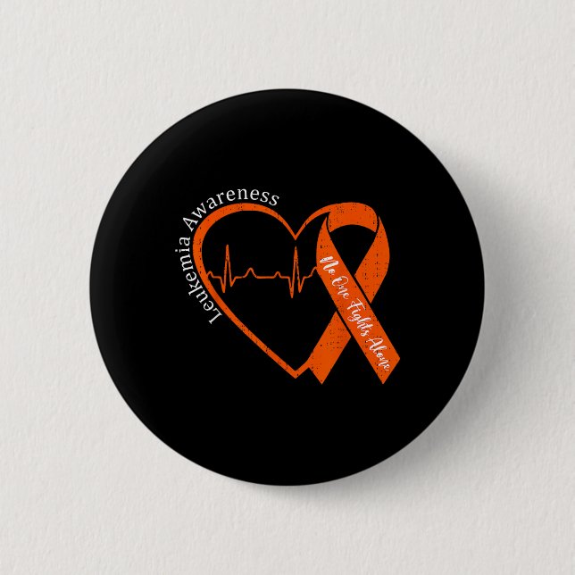 Bóton Redondo 5.08cm Coração Laranja de Conscientização sobre Leucemia  (Frente)
