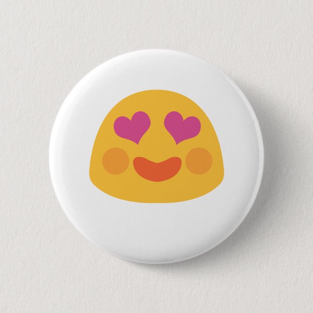 Bóton Redondo 5.08cm Coração Olhos Emoji (Frente)