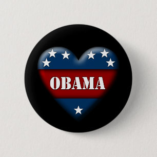 Bóton Redondo 5.08cm coração patriótico de obama