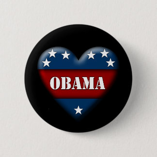 Bóton Redondo 5.08cm coração patriótico de obama