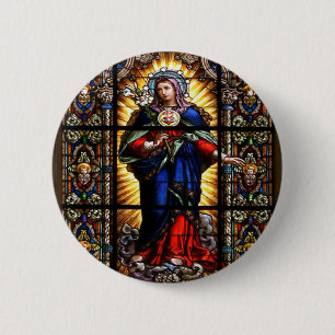 Bóton Redondo 5.08cm Coração sagrado religioso bonito da Virgem Maria