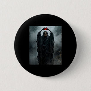 Bóton Redondo 5.08cm Coração vermelho fantasma mão rosto assustador pôs