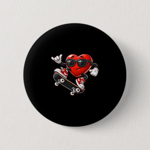 Bóton Redondo 5.08cm Coração Vermelho Skateboarding Dia dos Namorados C