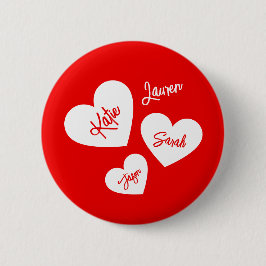 Bóton Redondo 5.08cm Corações da Mãe Personalizada Vermelho