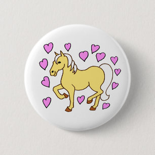 Bóton Redondo 5.08cm Corações de Cavalo e Rosa