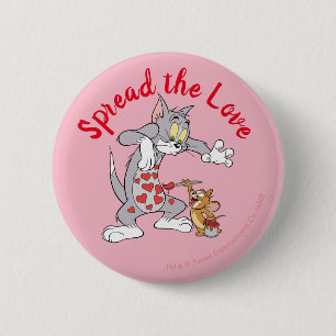 Bóton Redondo 5.08cm Corações do Namorados de Pintura de Tom e Jerry