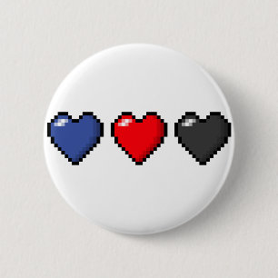 Bóton Redondo 5.08cm Corações do pixel de Polyamorous