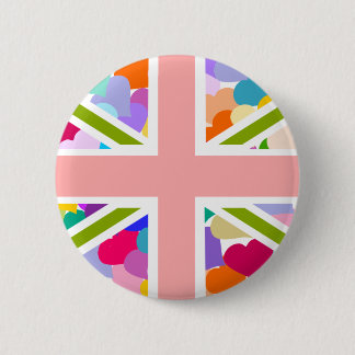 Bóton Redondo 5.08cm Corações Union Jack do arco-íris