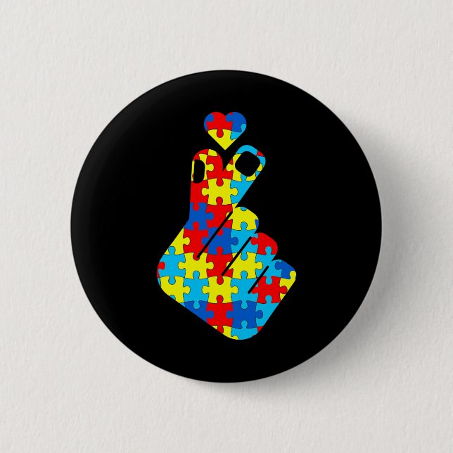 Bóton Redondo 5.08cm Coreano - Sinal de Amor - Autismo Aconselhamento (Frente)