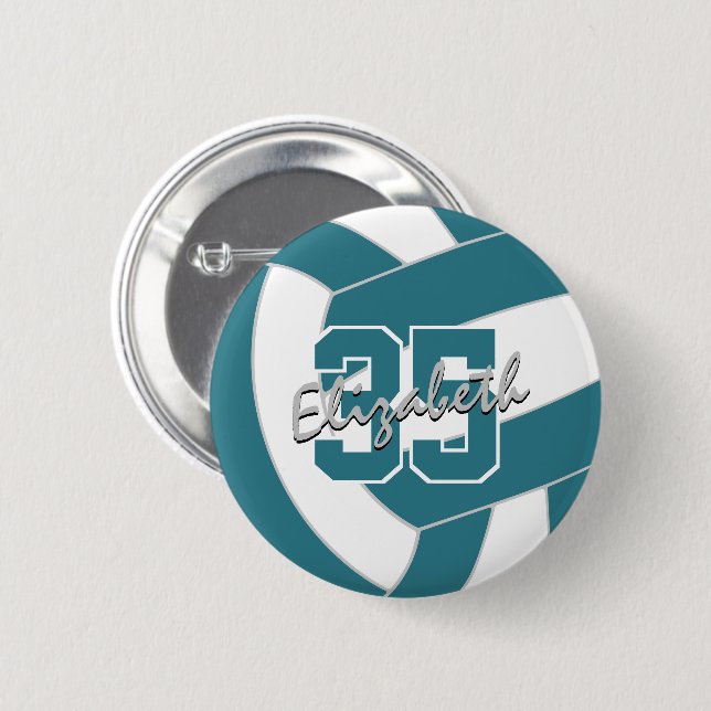 Bóton Redondo 5.08cm cores da equipe de vôlei branca-teia (Frente & Verso)