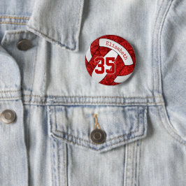 Bóton Redondo 5.08cm Cores da equipe de vôlei branco vermelho