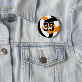 Bóton Redondo 5.08cm cores da equipe de vôlei de laranja preto