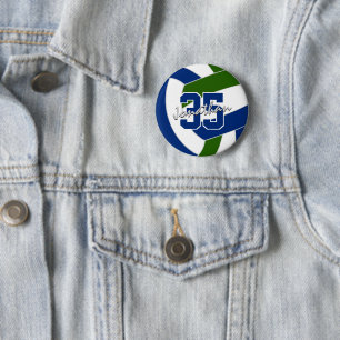 Bóton Redondo 5.08cm cores da equipe de voleibol verde azul