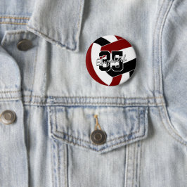 Bóton Redondo 5.08cm cores da seleção de vôlei preto do maroon