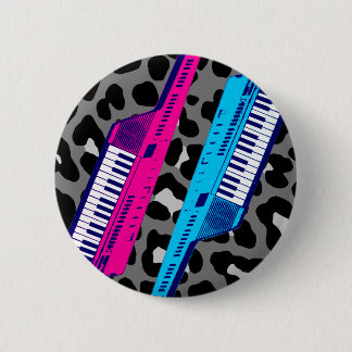 Bóton Redondo 5.08cm Corey Tiger Keytar Retro dos Anos 80 Estampa de Le