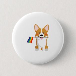Bóton Redondo 5.08cm Corgi da bandeira do orgulho gay de LGBT - homem