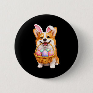 Bóton Redondo 5.08cm Corgi de Páscoa cachorro coelho ovos de Páscoa ado