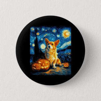 Bóton Redondo 5.08cm Corgi Dog Lovers Painting of van gogh starry night