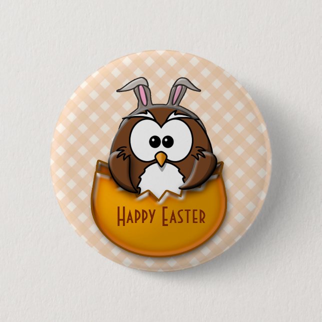 Bóton Redondo 5.08cm Coruja-páscoa - laranja (Frente)