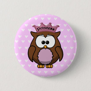 Bóton Redondo 5.08cm coruja princesa