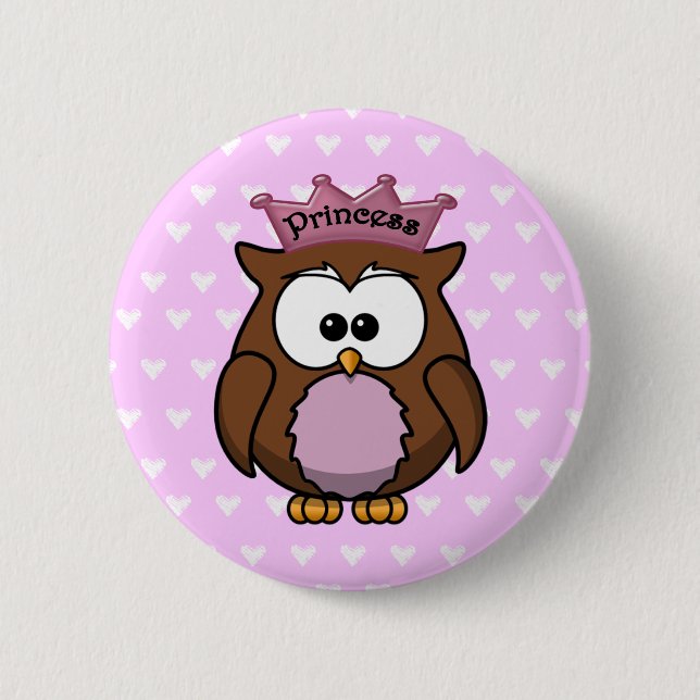 Bóton Redondo 5.08cm coruja princesa (Frente)