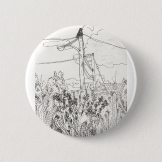 Bóton Redondo 5.08cm Corvo que senta-se em um Pin da linha eléctrica |