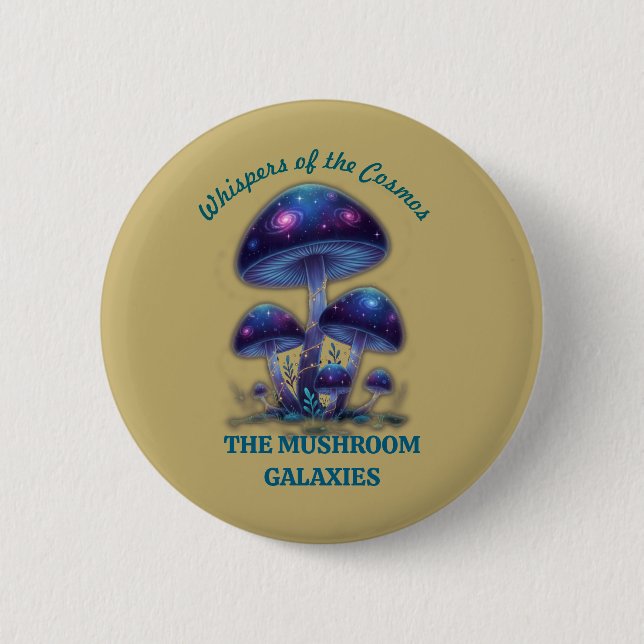 Bóton Redondo 5.08cm Cosmic Galaxy Mushrooms • Whimsical Fantasy Fungi  (Frente)