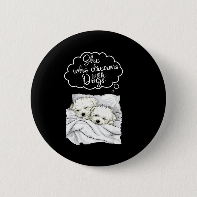 Bóton Redondo 5.08cm Coton De Tulear Dog Nightgown Pajama  (Frente)