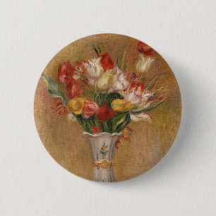 Bóton Redondo 5.08cm Cottagecore Renoir Floral Vintage Arte de Tulipas