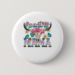 Bóton Redondo 5.08cm Country Mama Retro Groovy Cow Skull