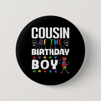 Bóton Redondo 5.08cm Cousin Of The Birthday Boy Autism Awareness Puzzle