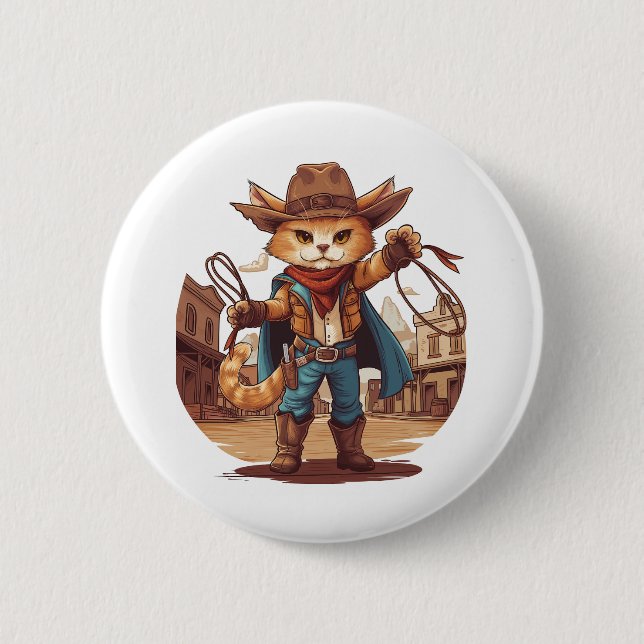 Bóton Redondo 5.08cm Cowboy Cat (Frente)