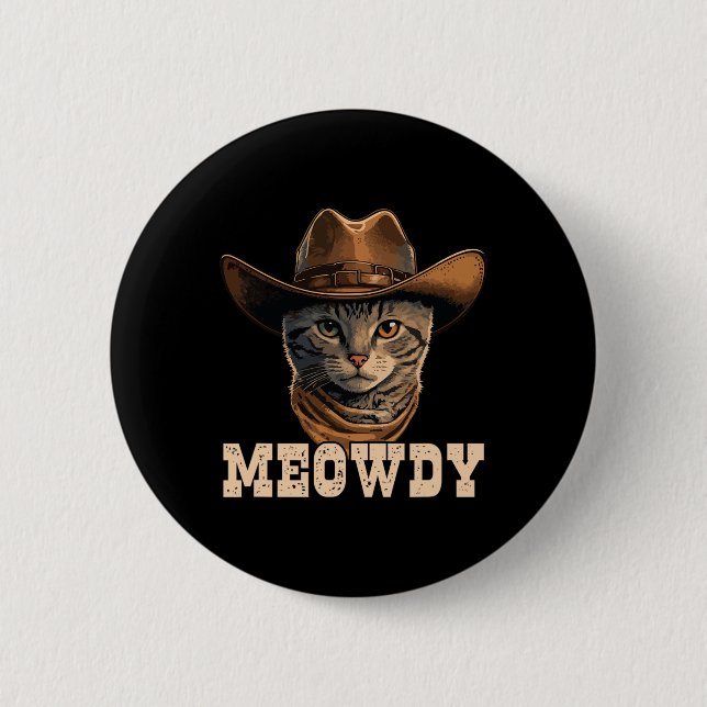 Bóton Redondo 5.08cm Cowboy Cat Meowdy 1 (Frente)