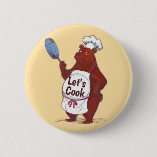 Bóton Redondo 5.08cm Cozinhar de Urso Cinto, presente de cozinheiros Va