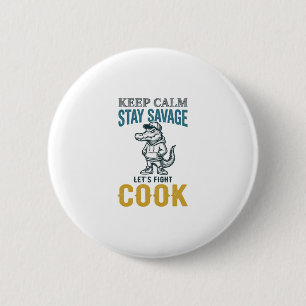 Bóton Redondo 5.08cm Cozinhar Jacaré Selvagem Ilustração Gráfica Vintag