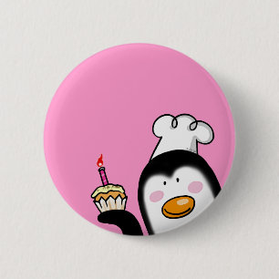 Bóton Redondo 5.08cm Cozinheiro chefe do pinguim do cupcake do