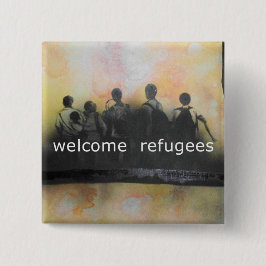 Bóton Redondo 5.08cm Crachá bem-vindo dos refugiados