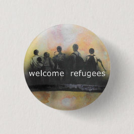 Bóton Redondo 5.08cm Crachá bem-vindo dos refugiados